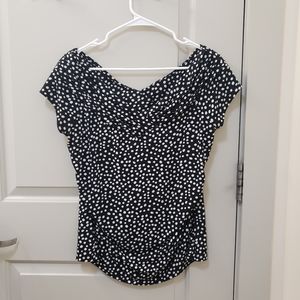 WHBM off-the-shoulder polka-dot blouse